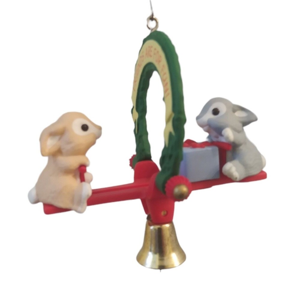 Bunny Ornament Rabbits on Teeter Totter1991 HALLMARK Ornament FRIENDS ARE FUN